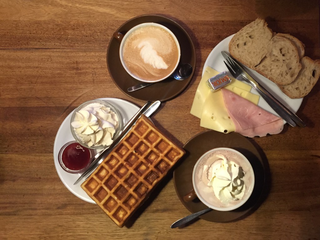 Waffles, toast and hot chocolate from Mokka Kaffi